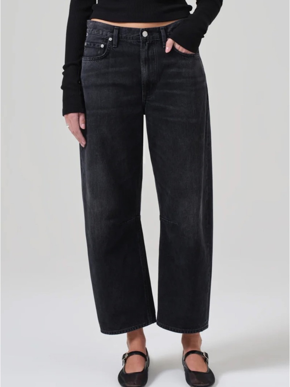 Citizens of Humanity Calista Curve Jeans in Night Shadow 29 Washed Black Barrel